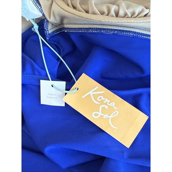 NWT Kona Sol Size XL 16 Royal Blue Underwired Swim Top With Back Hook Closure - Picture 8 of 13